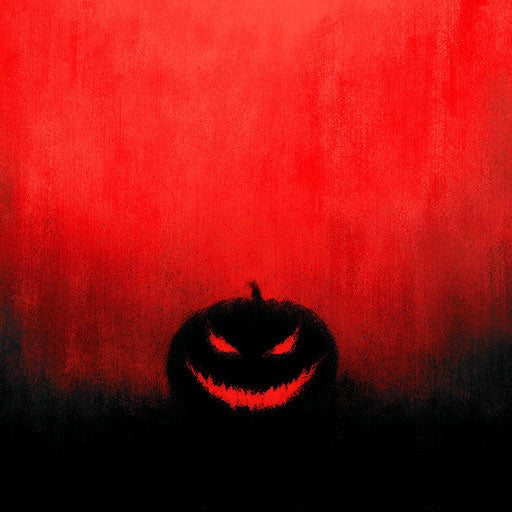 Red Panel with Glowing Pumpkin Silhouette