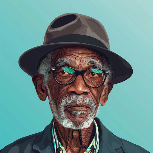 Realistic uncle clipart on flat teal background