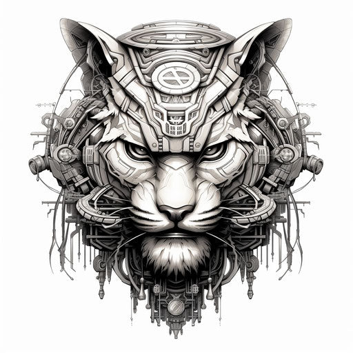 Tiger tattoo on helmet, mystic mechanisms style