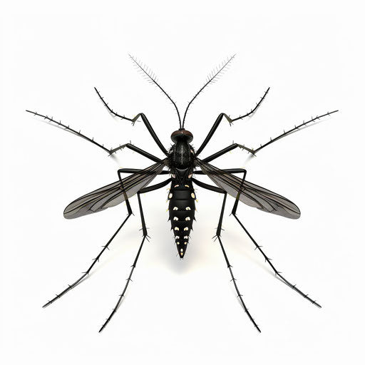 Realistic mosquito illustration on white flat background