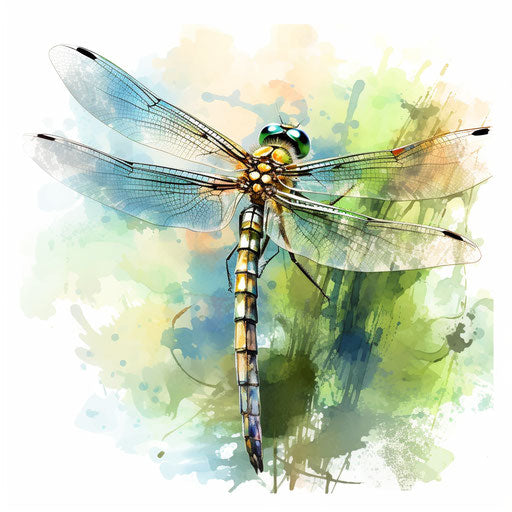 Dragonfly clipart in the style of Impressionistic Art, on a white background