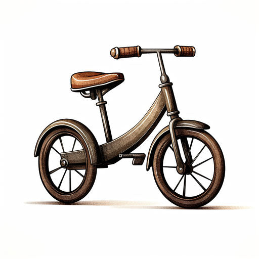 Tricycle drawing in the style of Chiaroscuro Art, on white background