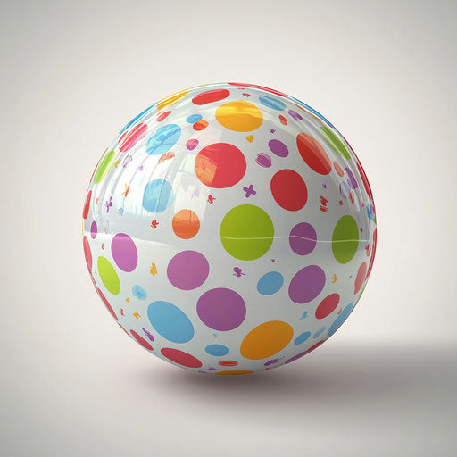 3D beach ball on flat white background