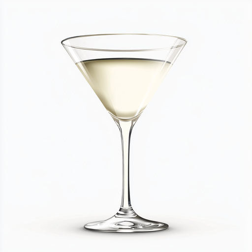 3D martini glass in realistic style on flat white background