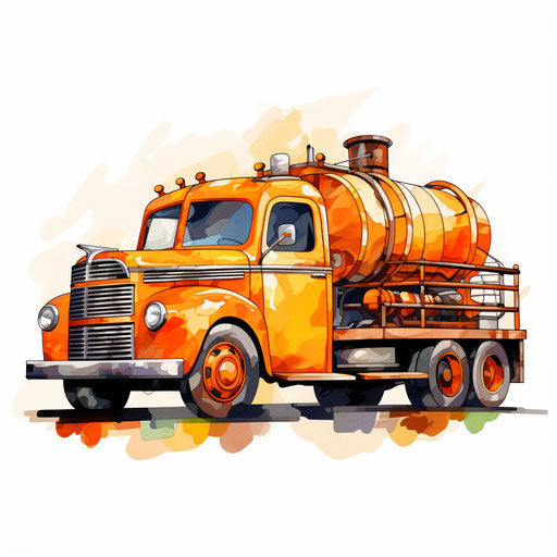 Transportation clipart in the style of an oil painting, on white background