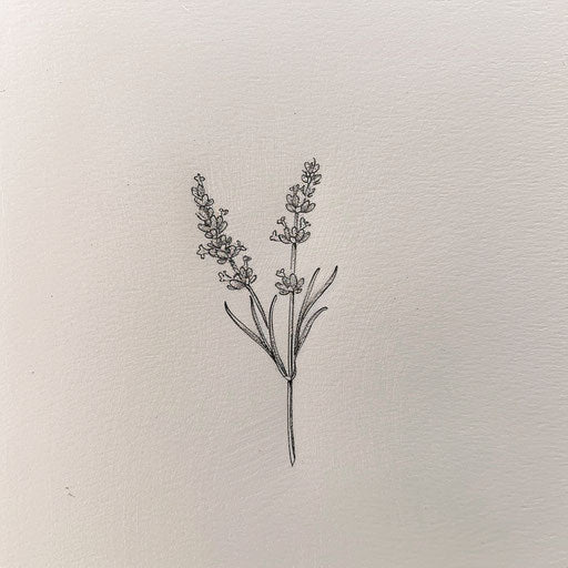 Botanical sketch of a small lavender bouquet tattoo