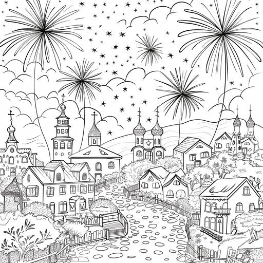 Joyful New Year's Eve celebration with fireworks