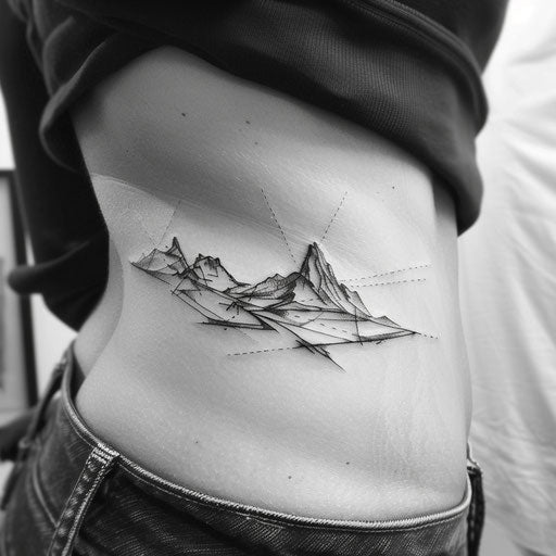 Rib tattoos abstract mountain range David Palumbo