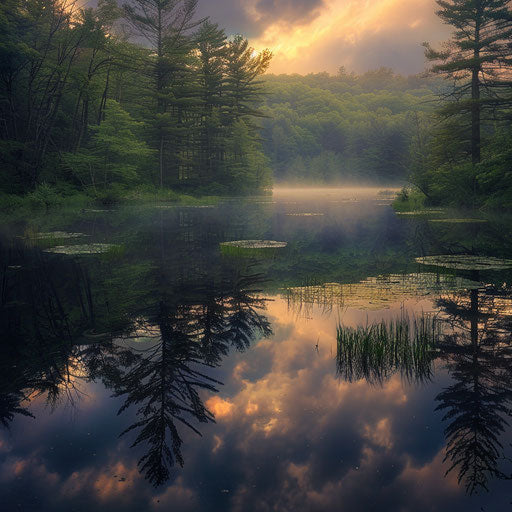 Serene lakes and streams of Pocono Mountains