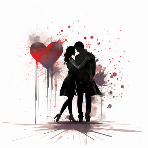 Love clipart in the style of Chiaroscuro Art, on a white background
