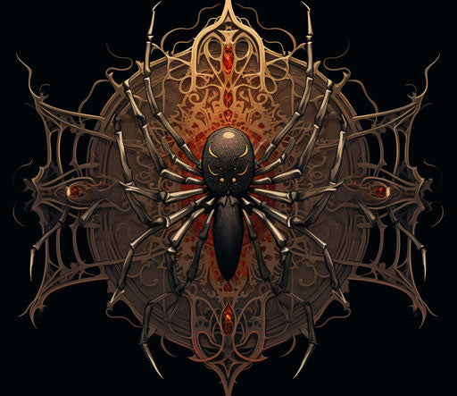 Ornate and intricate spider in sleek stylized style