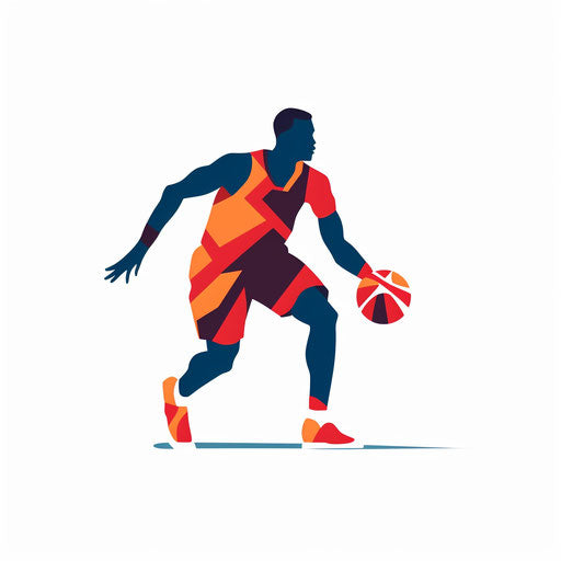Basketball player in Minimalist style on white background