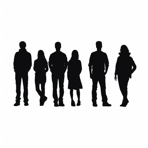 People silhouettes in Minimalist style on a white background