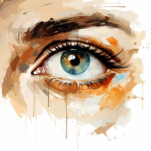 Focus clipart in the style of Oil painting on white background