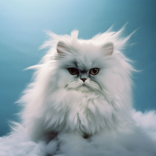 Fluffy Persian cat on a wooden table