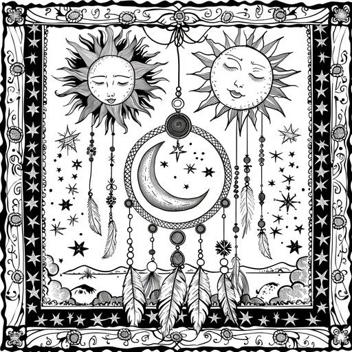 Dream catcher with celestial themes