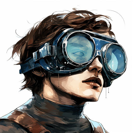 Goggles illustration in the style of Chiaroscuro Art, on white background