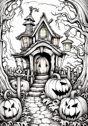 Free printable Halloween coloring pages for kids, Halloween pumpkins, Halloween houses