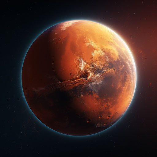 Mars Wikipedia, light red and dark bronze style, detailed background