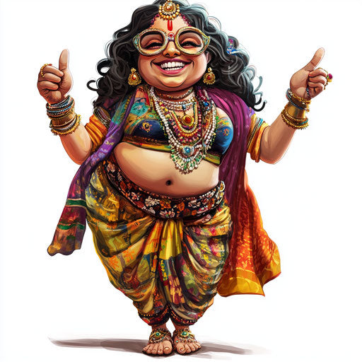 Humorous caricature of a radha krishna caricature clipart with human characteristics