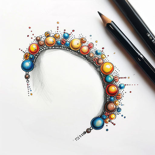 Vibrant wristband sketch adorned with a colorful bead festival