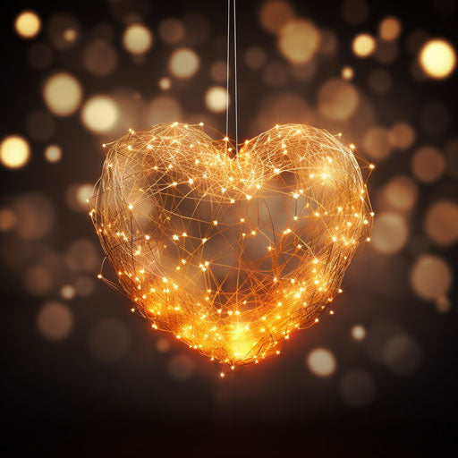 3D CD desktop wallpaper in shape of heart made from string and lights