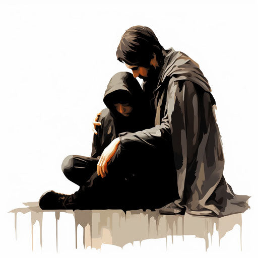 Empathy illustration in the style of Chiaroscuro Art on white background