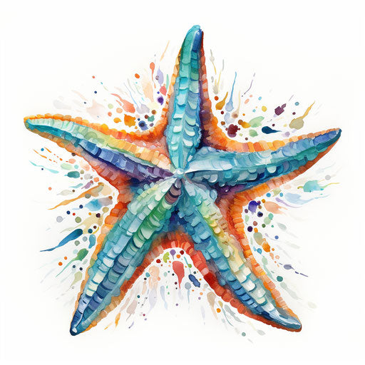 Starfish clipart in the style of Impressionistic Art, on white background