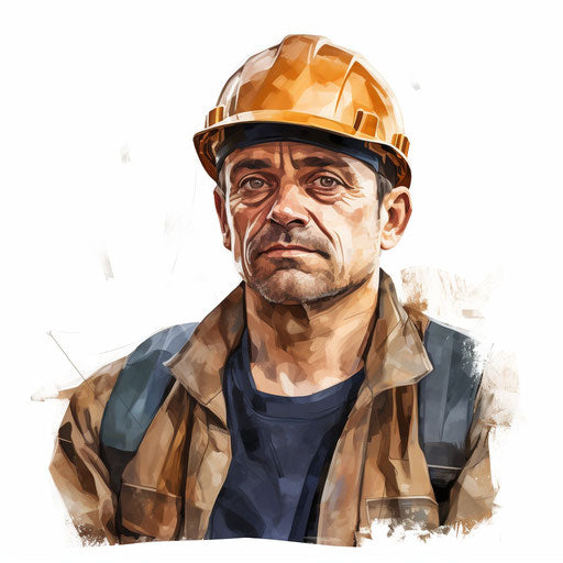 Construction worker clipart in oil painting style