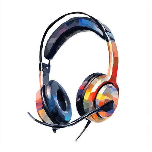 Headset illustration in oil painting style on white background