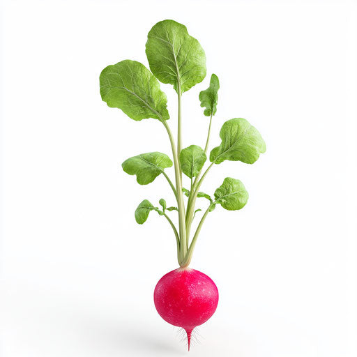 3D radish on white background in photo realistic style, isolated clipart