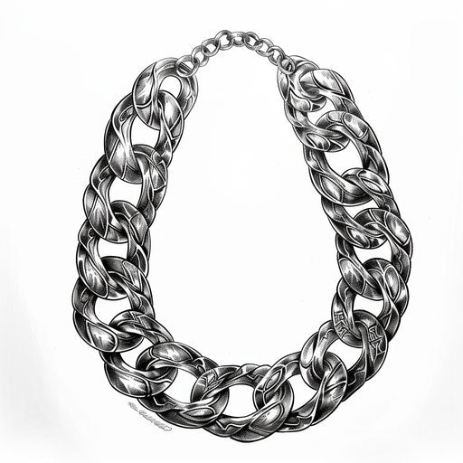 Intricate silver chain tattoo design