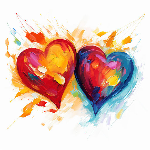 Clip art hearts in the style of Oil painting