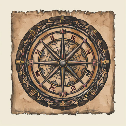 Rustic tattoo sketch of a Viking compass