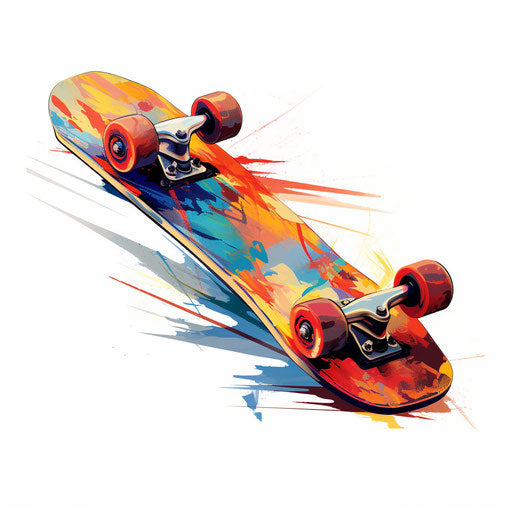 Skateboard clipart in Impressionistic Art style