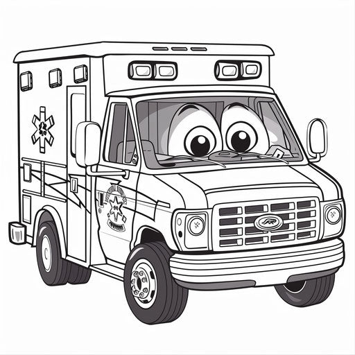 Cheerful cartoon ambulance with friendly eyes
