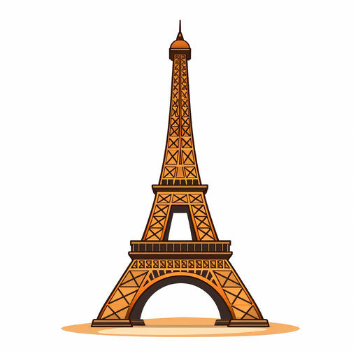 Eiffel Tower clipart in Minimalist style, on white background