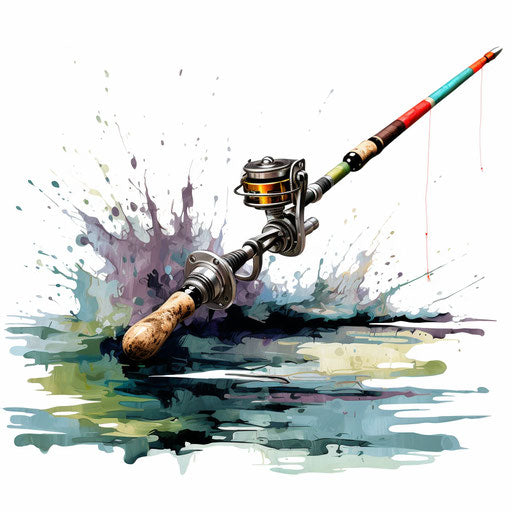 Fishing pole in the style of an oil painting