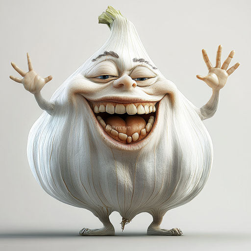 Editable Garlic Caricature Clipart for Custom Projects
