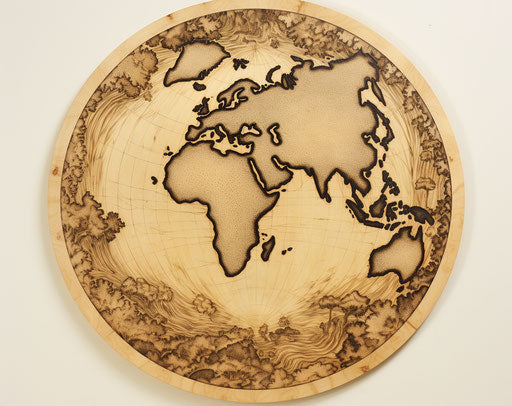 Earth drawn in ink on white sheet, American consumer culture, vintage