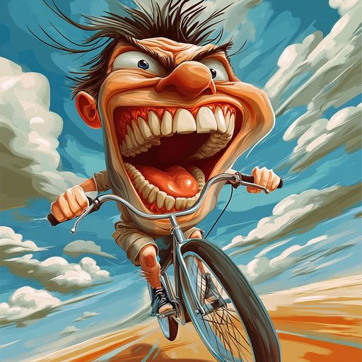 Humorous caricature of a cycle clipart with human characteristics