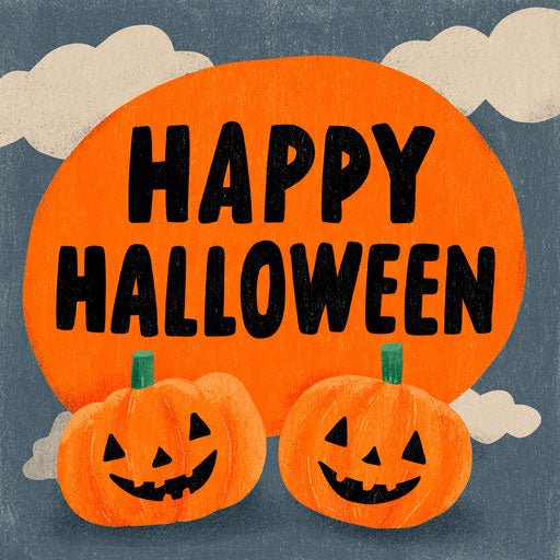 Joyful Halloween Celebration with Colorful Pumpkins