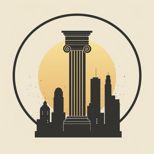 Ancient columns and modern skyline