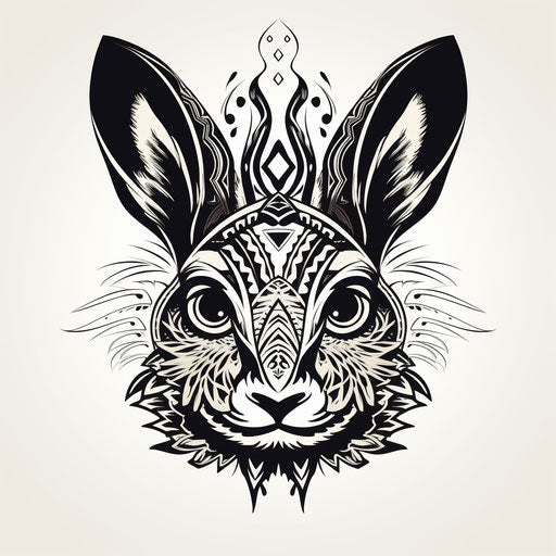Woodcut animal head rabbit
