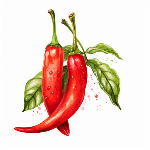 Chilli illustration in the style of Oil painting, on white background