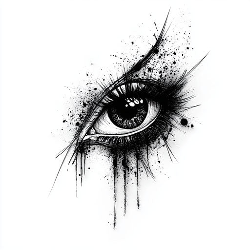 Gothic eye tattoo with dark shading on arm