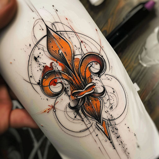 Avant-garde tattoo sketch of a fleur de lis