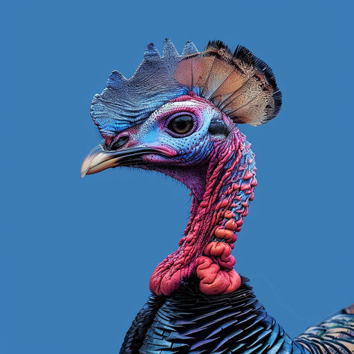 Realistic turkey clipart shines on royal blue background