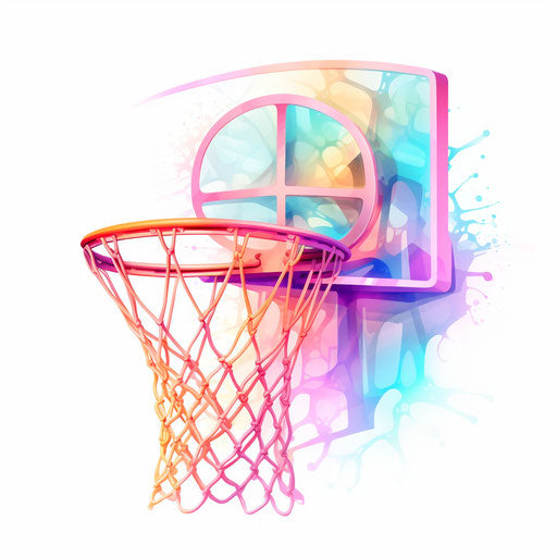 Basketball Net Clipart in the Style of Pastel Colors Art, on White Background