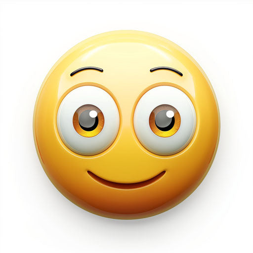 Smiling face in yellow on white background